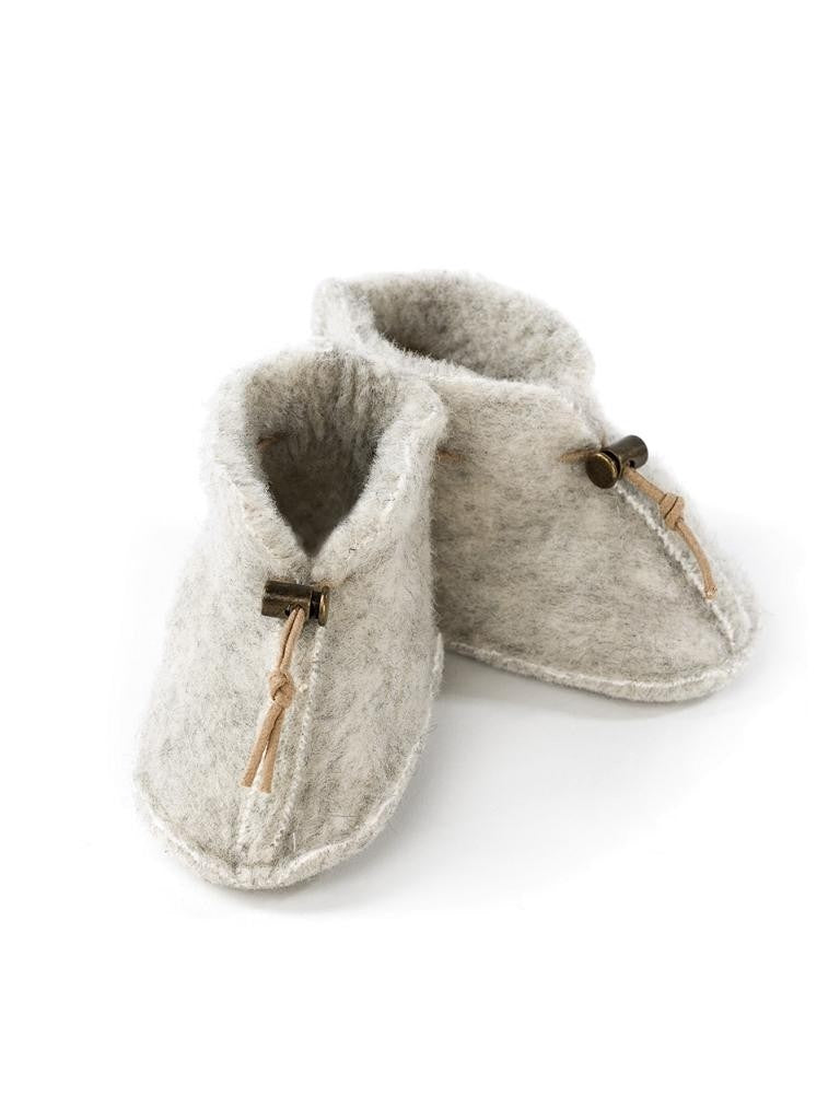 Alwero emo babyslofjes grijs van 100% duurzame wol.